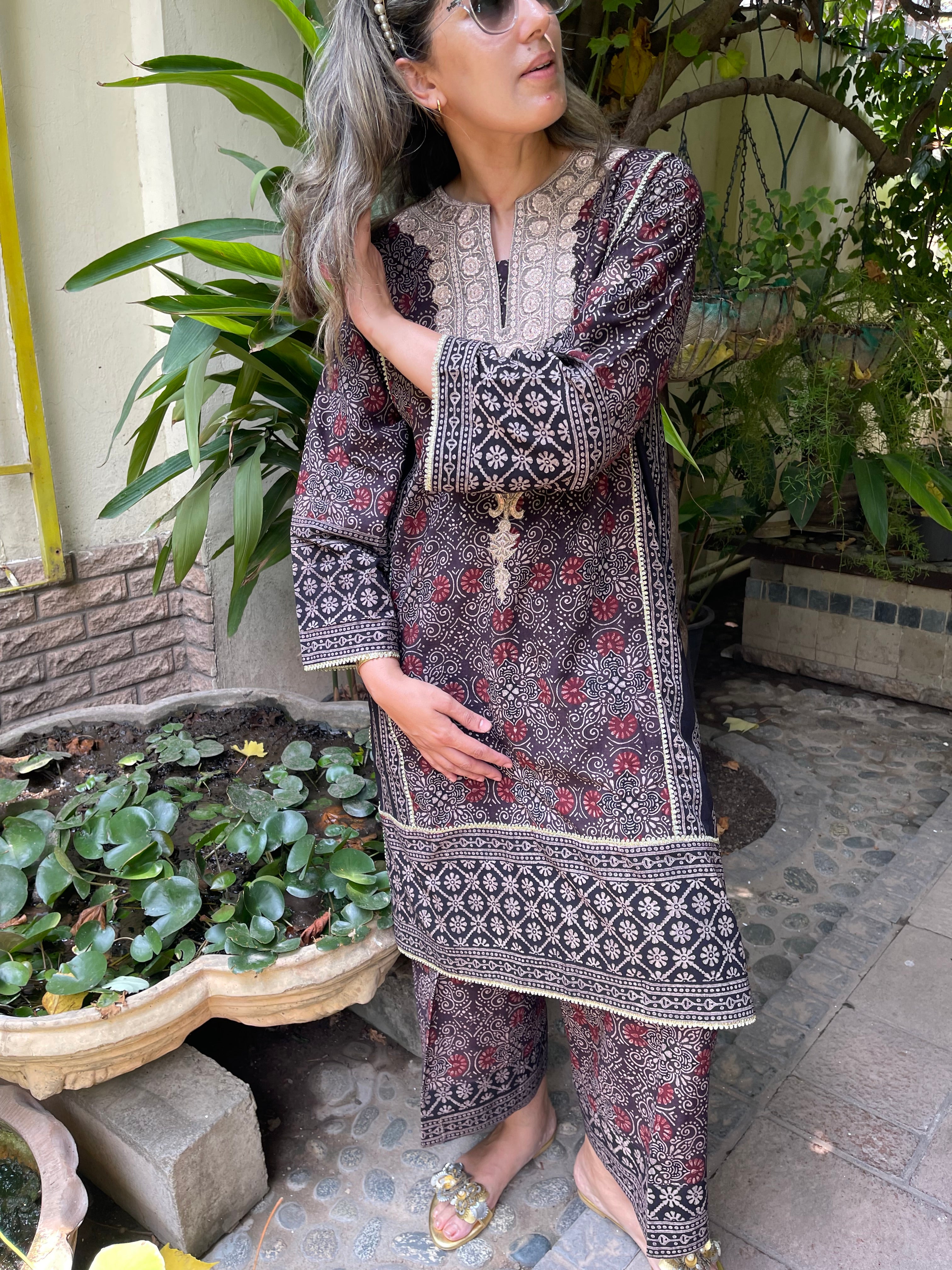 Red/Brown Ajrak Panel