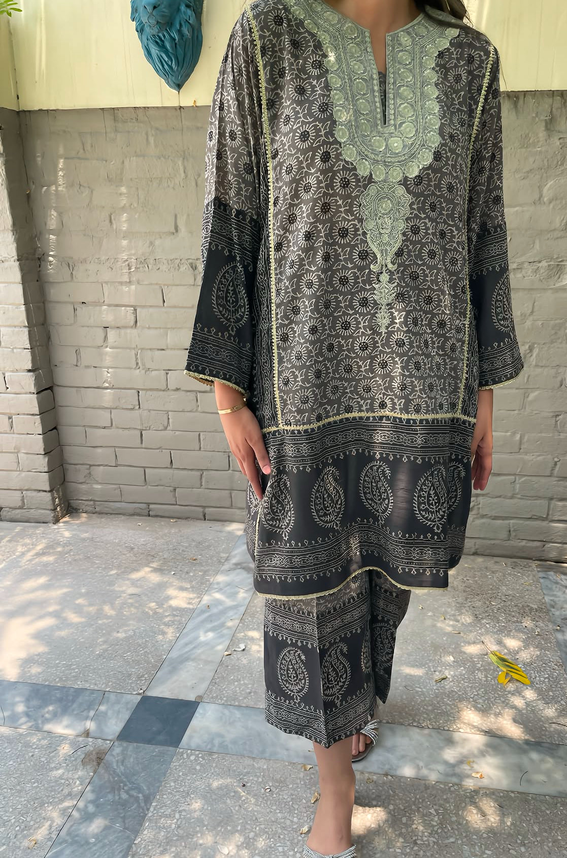 Grey Ajrak Panel Set