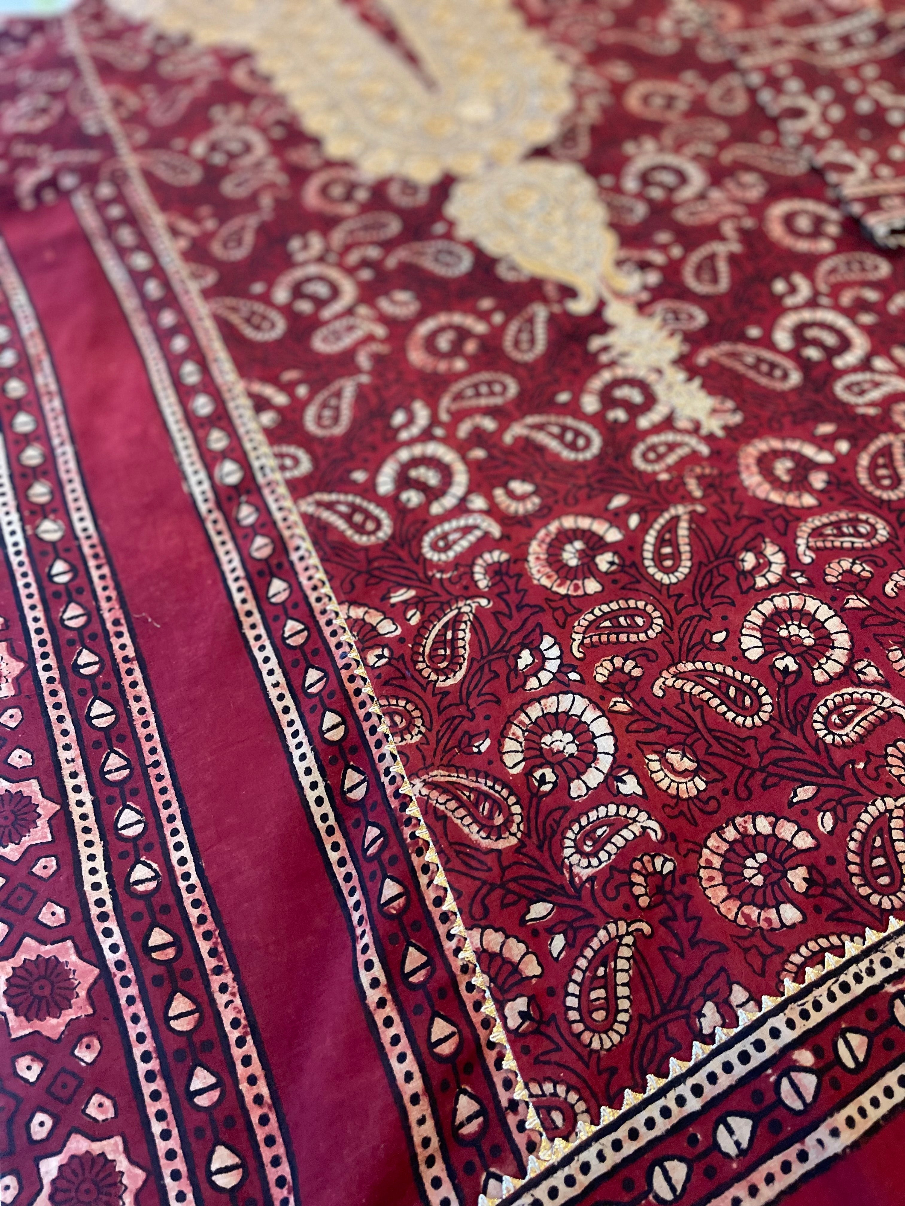 Red Paisley Ajrak Tilla Set