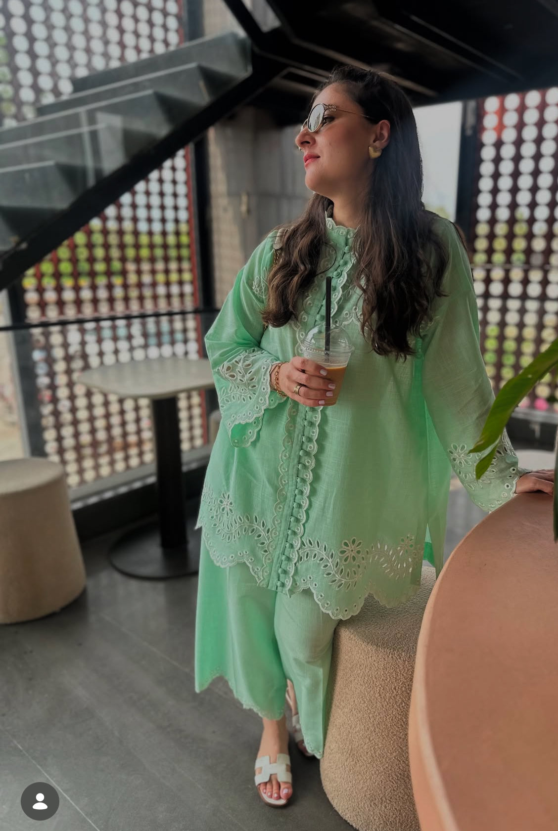 Mint Cutwork Set