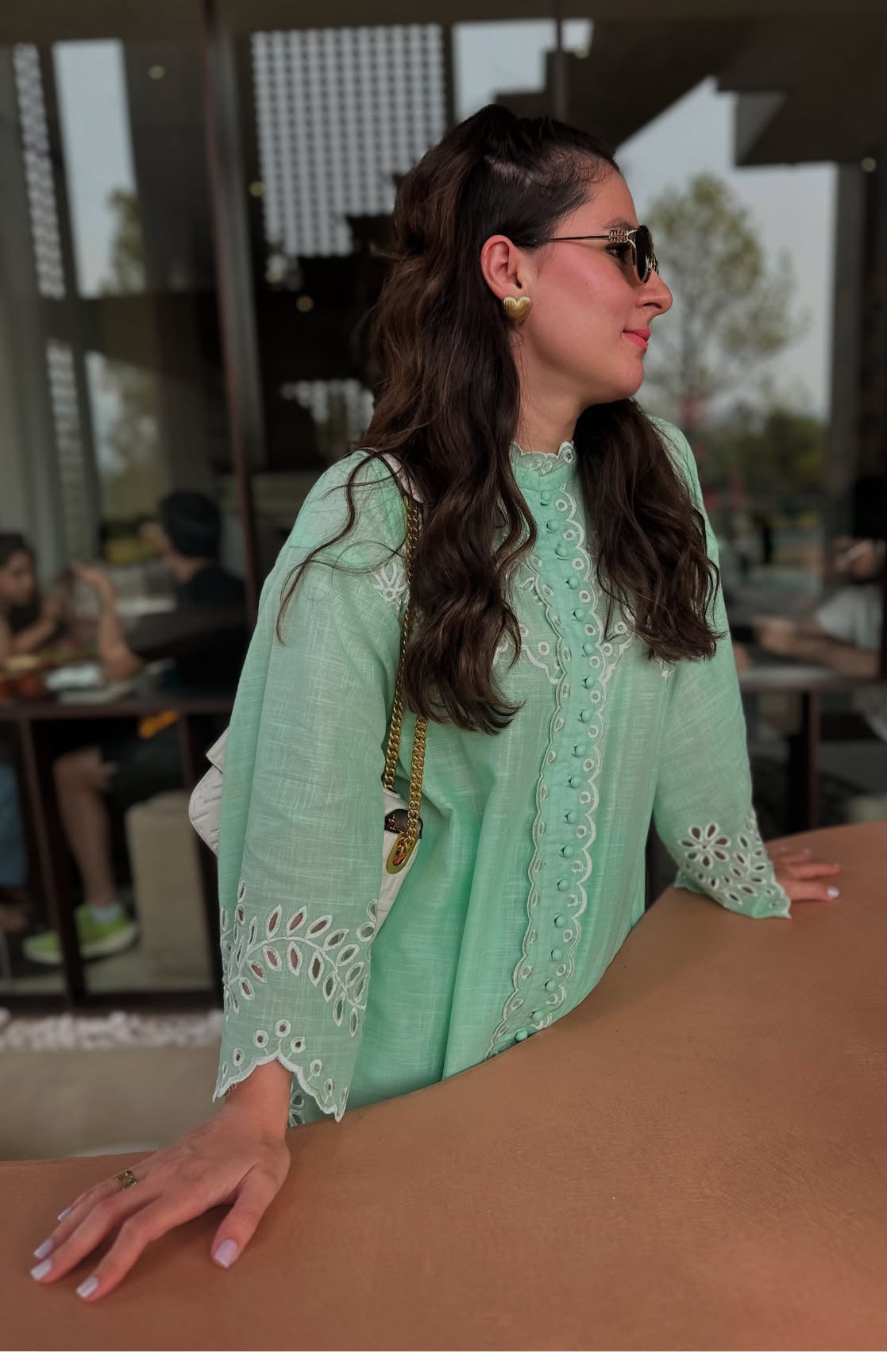 Mint Cutwork Set