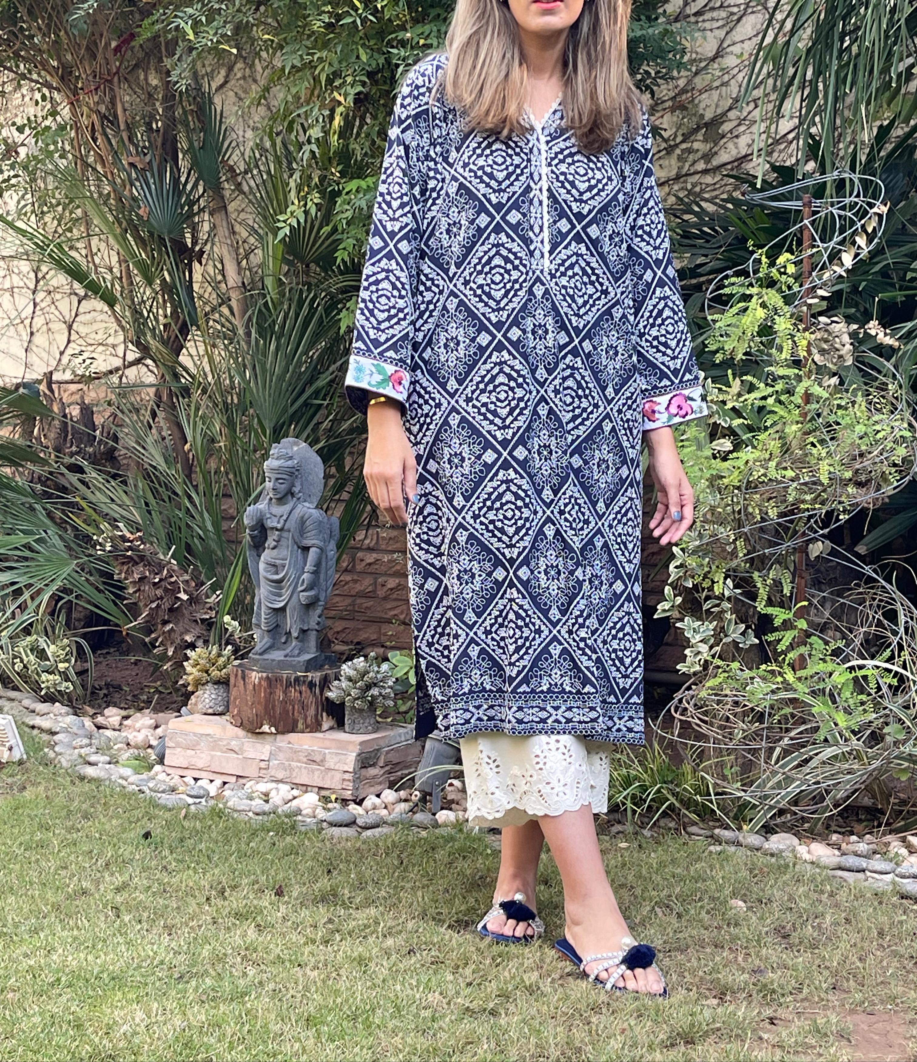 Navy Lines Kurta