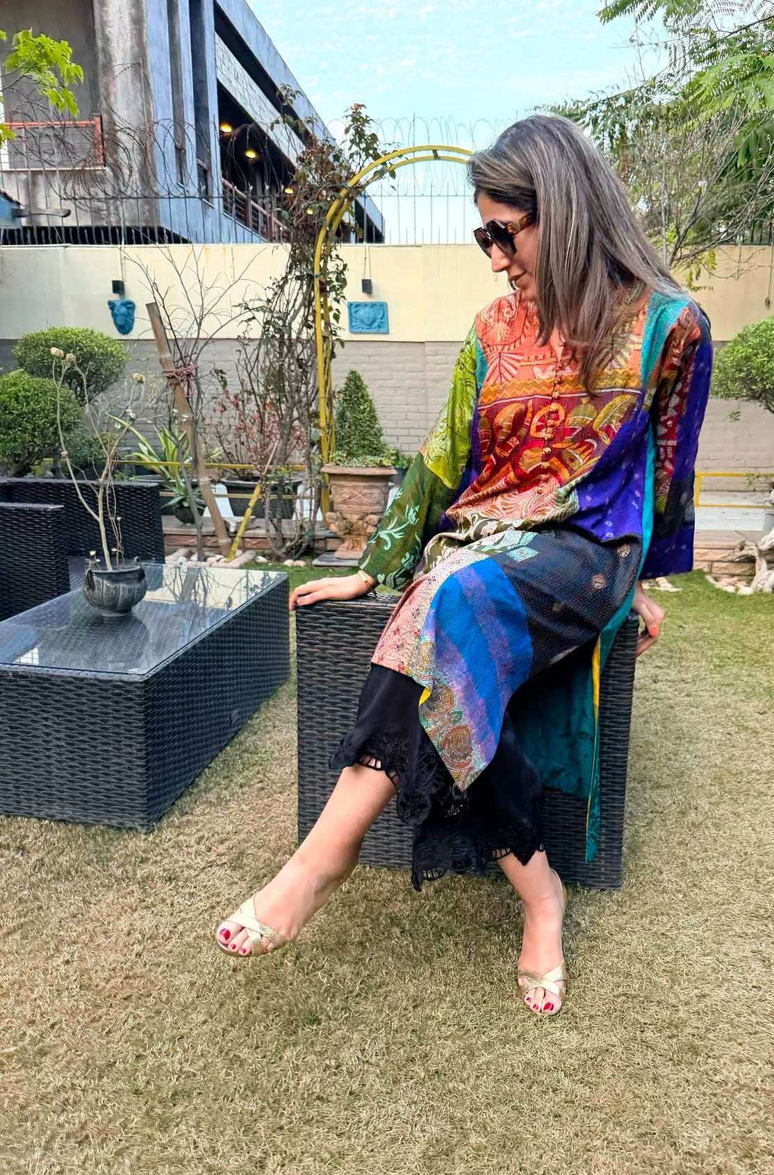 Patchwork Silk Kurta