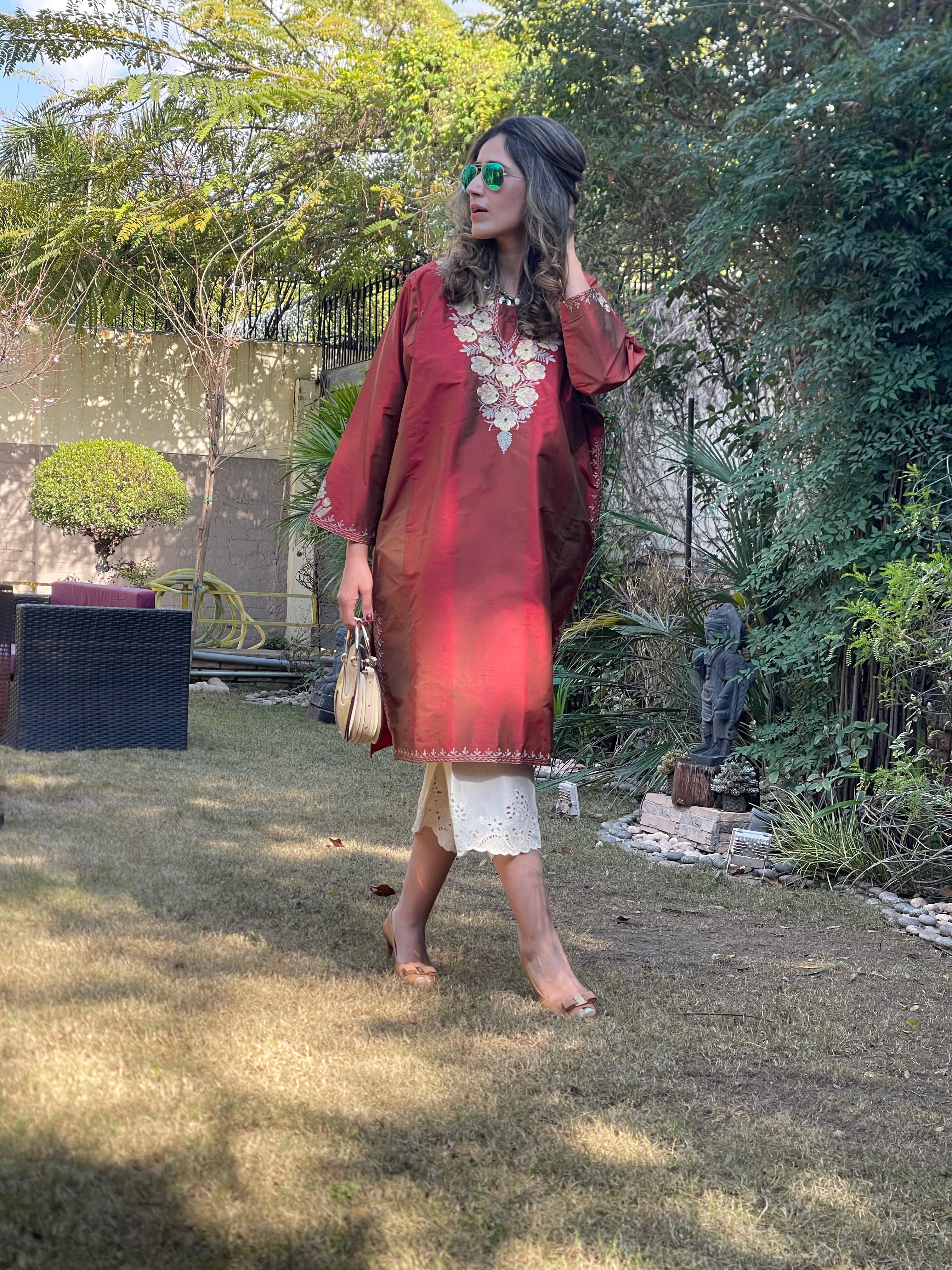 Silk Pheran Maroon
