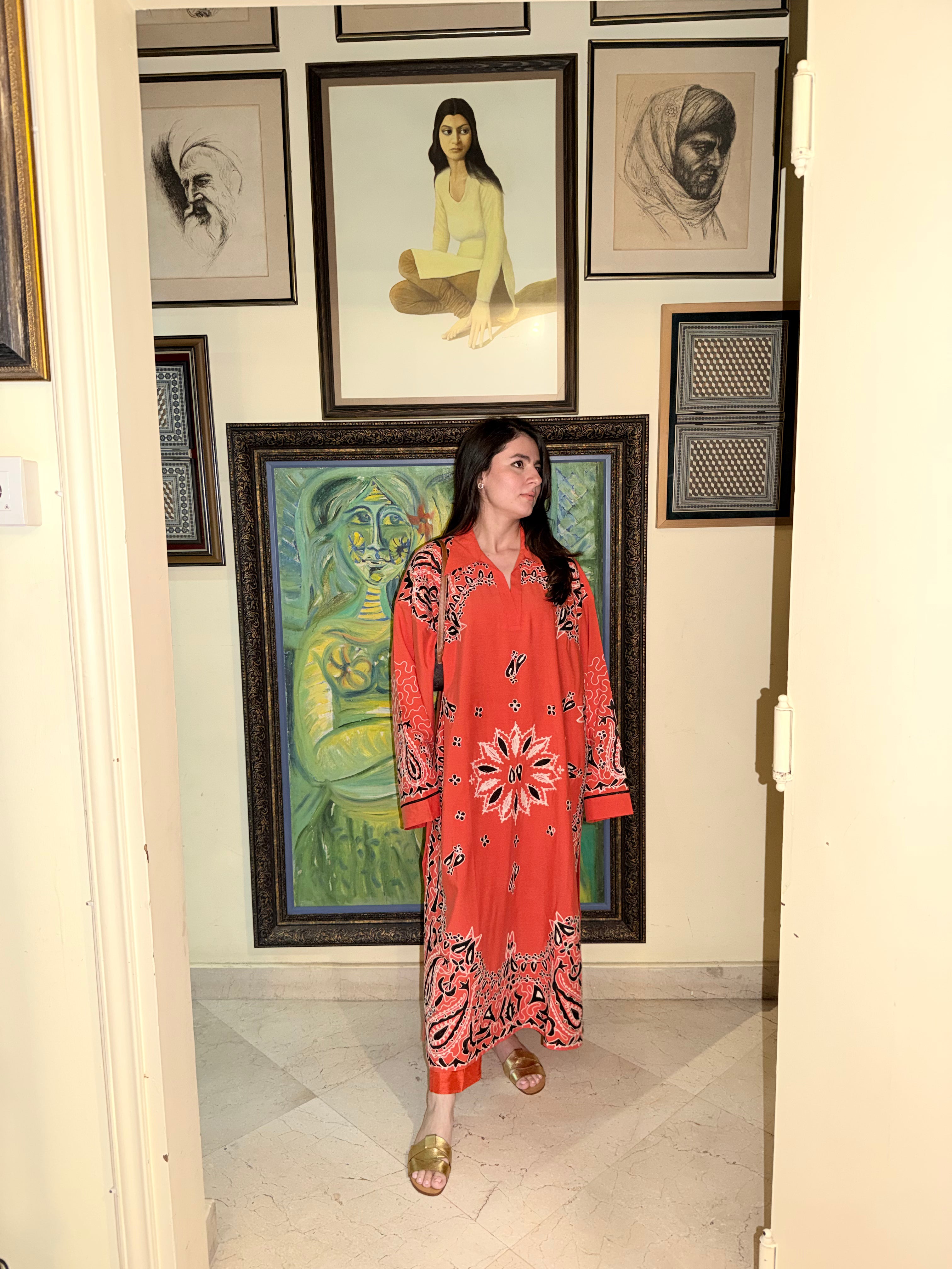 Orange Bandana Kurta Set